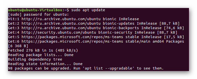 Apt update command in Ubuntu Terminal